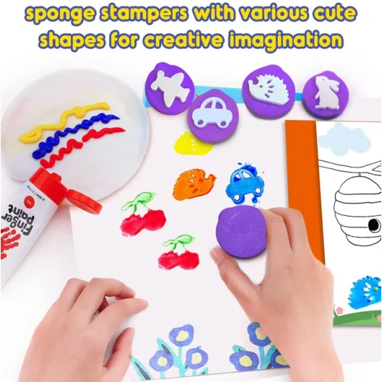Gyermek ujjfesték és habbélyegző készlet - mosható, biztonságos festékek