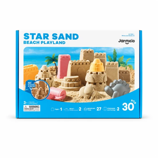 Jarmelo Kinetic Sand Deluxe készlet - Két zsák homok, 18 formázóeszköz és egy járóka