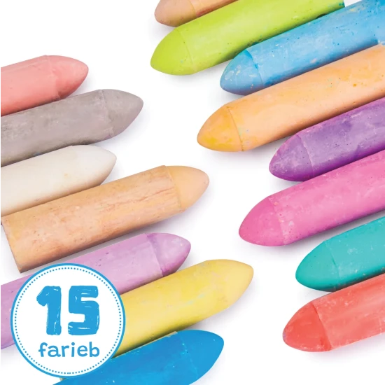 Jarmelo járdakréták - 20 db, 15 szín, nem mérgező, mosható, ideális gyerekeknek