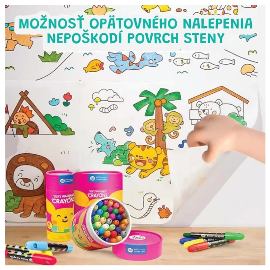 Jarmelo Öntapadó kifestőkönyv tekercsben Dinoszauruszok 3 m Jarmelo kifestőkönyv tekercsben Dinoszauruszok - felragasztható kifestőkönyv 118 × 40 cm falra, asztalra és padlóra
