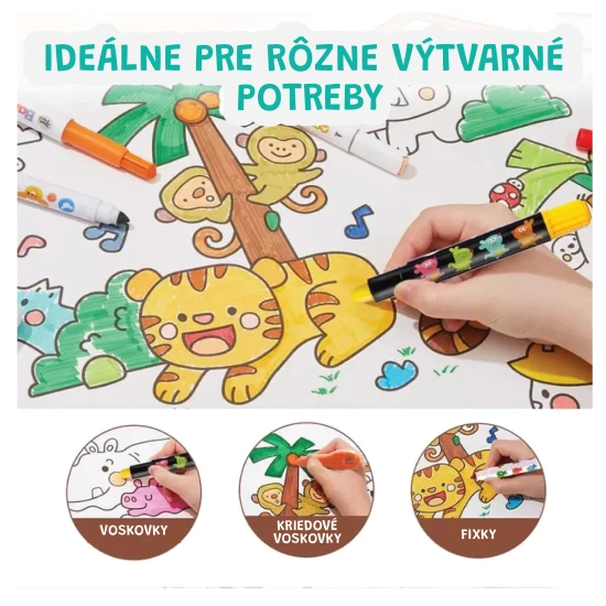 Jarmelo Öntapadó kifestőkönyv tekercsben Dinoszauruszok 3 m Jarmelo kifestőkönyv tekercsben Dinoszauruszok - felragasztható kifestőkönyv 118 × 40 cm falra, asztalra és padlóra