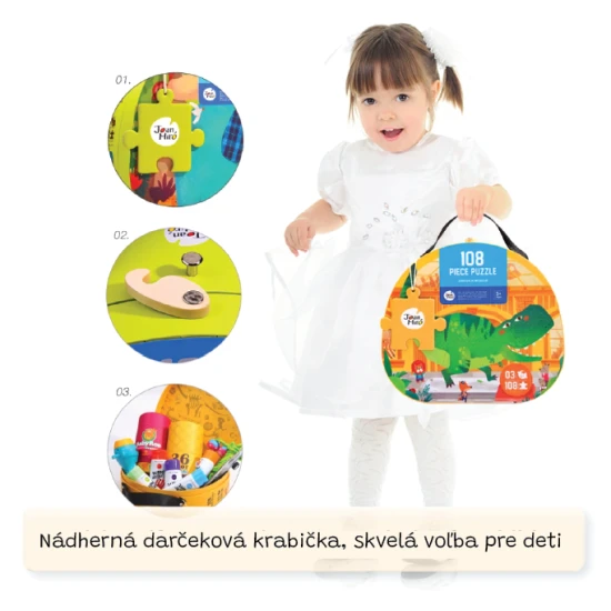 Jarmelo puzzle Dinosaur Museum - 108 db tokban, színes puzzle gyerekeknek