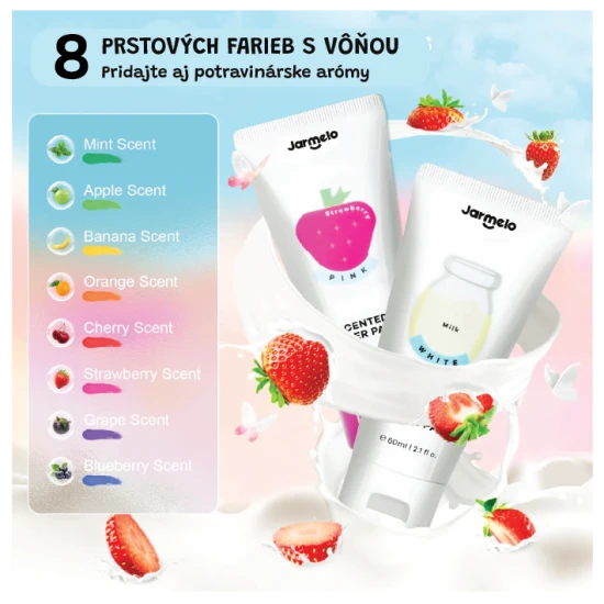 Jarmelo Scented Finger Paints - 8 színből álló készlet kellemes illatokkal, nem mérgező és mosható