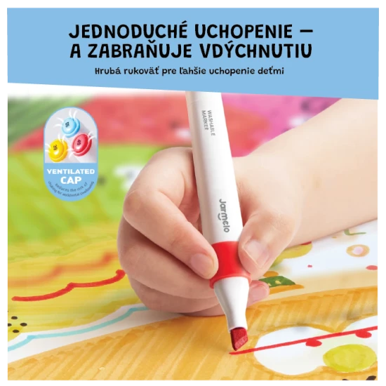 Jarmelo kétoldalas markerek hordozható dobozban - 24 szín, ecsettel és vastag hegyével, nem mérgező és mosható