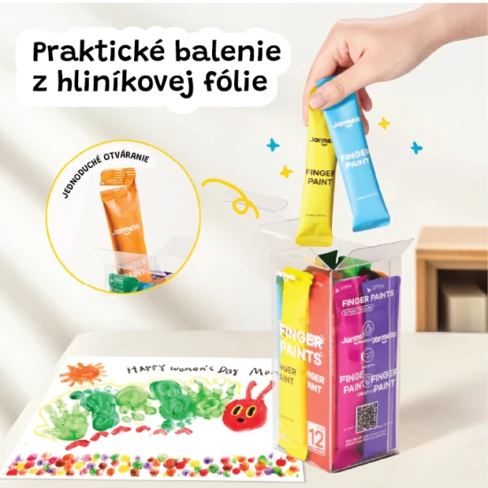 Jarmelo ujjfestékek - 12 tasak alumínium fóliában, nem mérgező és utazásra alkalmas