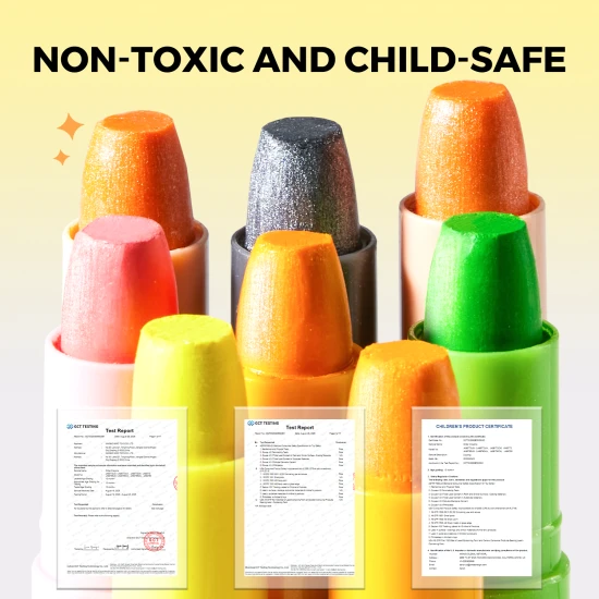 Csillogó, színes, puha, mosható zsírkréták gyerekeknek egy praktikus dobozban - 24 darab