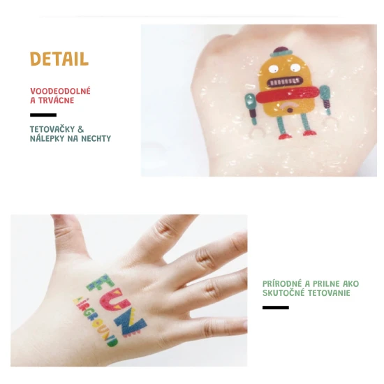 Jarmelo tetoválások és körömmatricák Pink - rózsaszín gyerekmotívumok, vízálló és nem mérgező