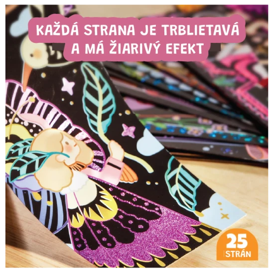 Jarmelo Starlight Girls Glitter Scratch Off – 25 képből álló készlet, karcoló és ecset gyerekeknek