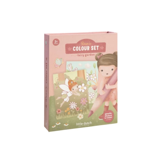 Színező zsírkrétákkal és matricákkal Rosa Fairy Garden