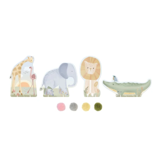 LITTLE DUTCH Kreatív szett pomponokkal Safari Friends LITTLE DUTCH Kreatív szett pomponokkal Safari Friends