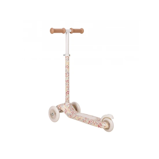 Háromkerekű roller Sunny Flower Off White Little Dutch Háromkerekű roller Sunny Flower Off White – stabil gyerekroller napraforgó mintával és állítható kormánnyal