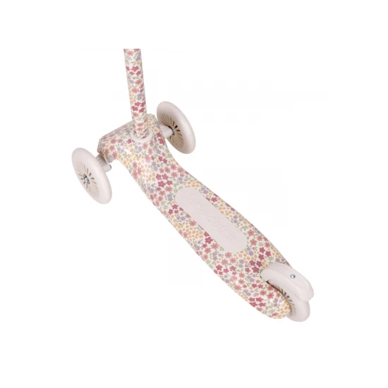 Háromkerekű roller Sunny Flower Off White Little Dutch Háromkerekű roller Sunny Flower Off White – stabil gyerekroller napraforgó mintával és állítható kormánnyal