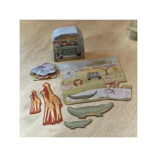 LITTLE DUTCH Puzzle 6az1-ben Safari Friends