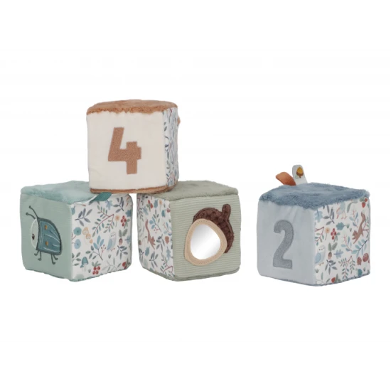 LITTLE DUTCH Textil kockák Forest Friends 4 db 4 db Forest Friends textilblokk készlet erdei motívumokkal