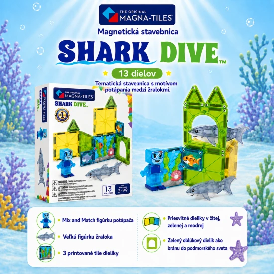 MAGNA-TILES Mágneses építőjáték Shark Dive 13 darab
