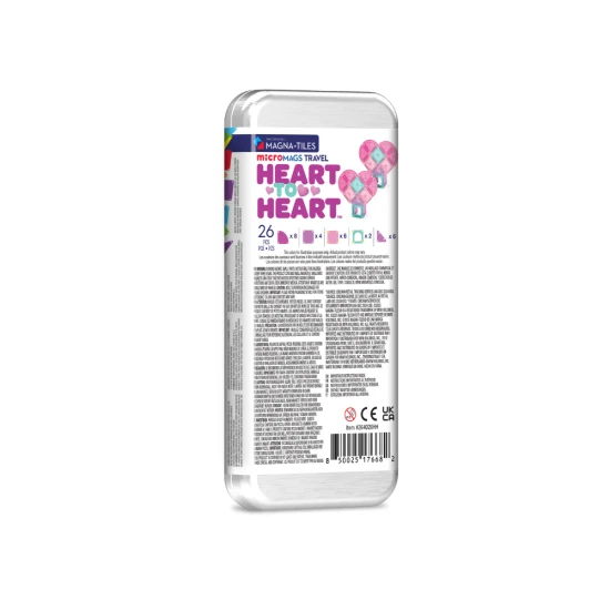 microMAGS Heart to Heart 26 darabos mágneses építőkészlet, utazáshoz alkalmas.