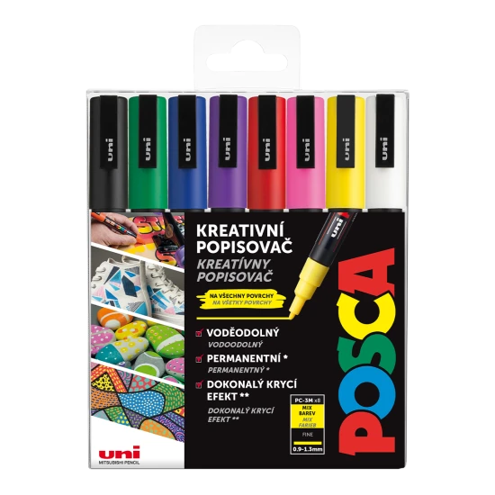 A POSCA 3M finom hegyű (0,9-1,3 mm) markerkészlet gazdag színt és pontosságot biztosít, ideális művészek, kreatív rajongók és szabadtéri projektek számára.