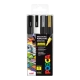 Posca Akril markerek POSCA 3M színkeverék 4 db Posca 3M finom hegyű markerkészlet (0,9-1,3 mm), fehér, fekete, ezüst és arany, gazdag színt és nagy sűrűséget biztosít a kreatív projektekhez.