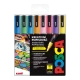Posca Akril markerek POSCA 3M csillogó színek 8 db A POSCA 3M markerek vékony lekerekített hegyével (0,9-1,3 mm) 8 csillogó színt tartalmaznak. Alkalmas művészek és kreatív rajongók számára beltéri és kültéri projektekhez, száradás után vízálló.