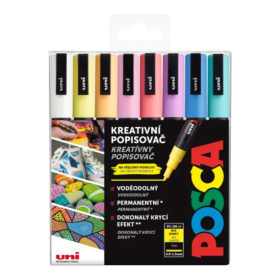 Posca 3M professzionális marker készlet pasztell színekben vékony heggyel (0,9 - 1,3 mm) a maximális pontosság érdekében, ideális művészeknek, kreatív hobbiknak és dekorációnak. 