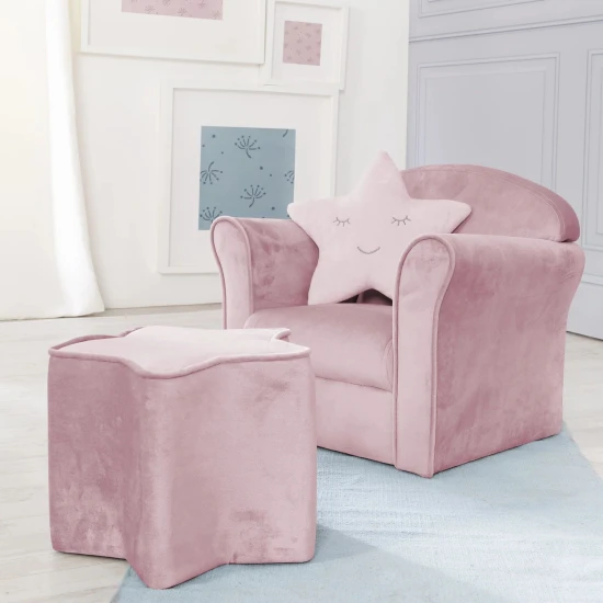 Gyermek fotel Lil Sofa kartámasszal Rózsaszín