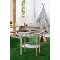 Gyerek fa grill BBQ kiegészítésekkel Szürke/natúr