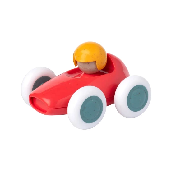 Tolo Racing autó, színes és vidám játék mozgó kerekekkel és versenyzővel.