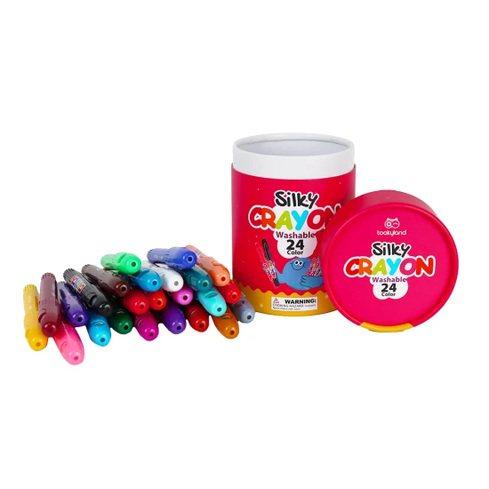 Színes, puha, mosható viaszkréta gyerekeknek praktikus dobozban - 24 db