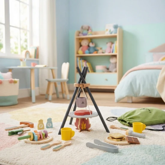 Tooky Toy piknikkészlet – fa gyerekkészlet ételekkel és tányérokkal