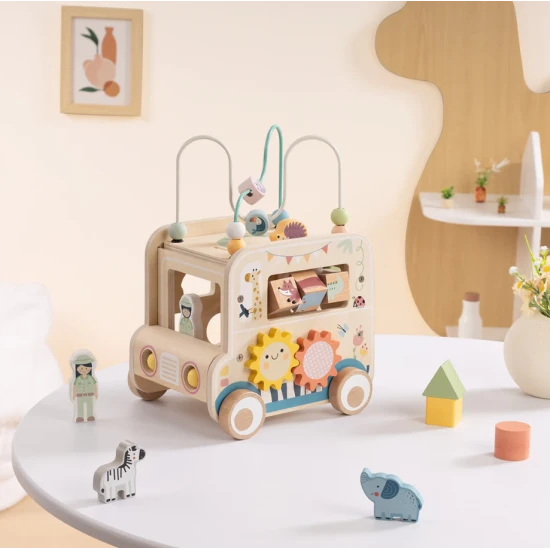 Fa kirakó Szafari labirintussal Tooky Toy – oktató fajáték állatokkal és gyöngyökkel