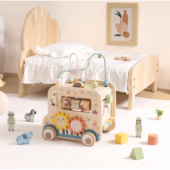 Fa kirakó Szafari labirintussal Tooky Toy – oktató fajáték állatokkal és gyöngyökkel