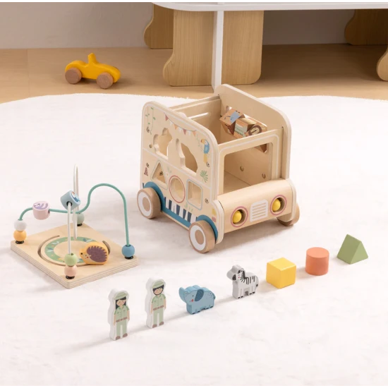 Fa kirakó Szafari labirintussal Tooky Toy – oktató fajáték állatokkal és gyöngyökkel