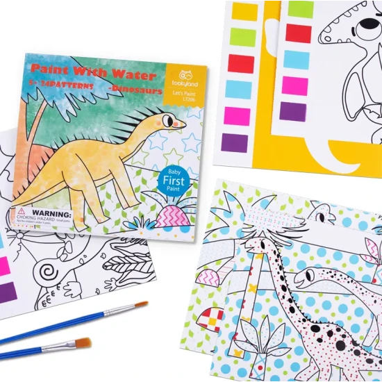 Vízfestés dinoszauruszok Tookyland akvarell színező oldalak