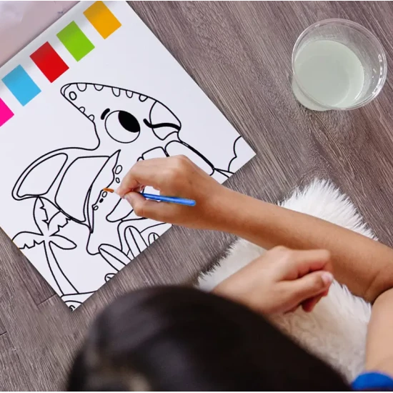 Vízfestés dinoszauruszok Tookyland akvarell színező oldalak