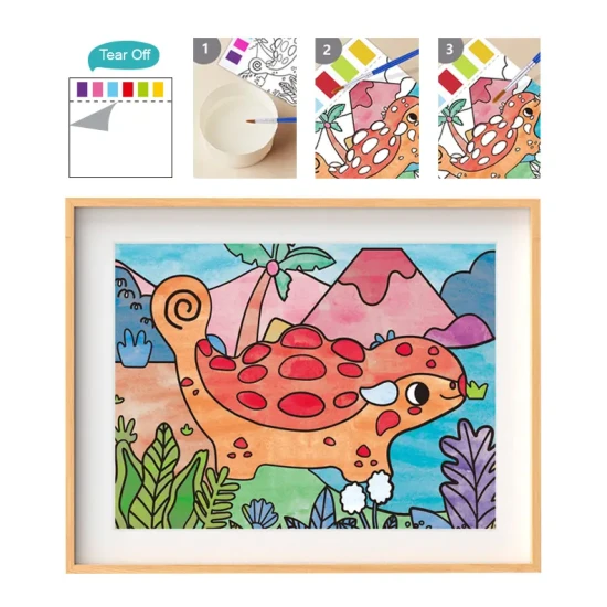 Vízfestés dinoszauruszok Tookyland akvarell színező oldalak