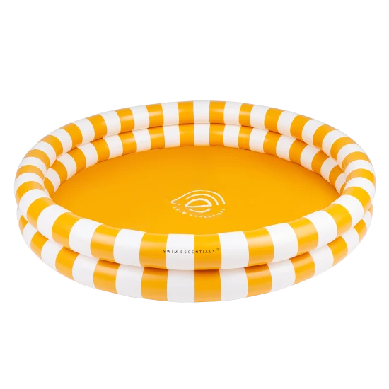 Felfújható gyerekmedence Stripes Yellow 100 cm fehér színben, sárga csíkokkal, 2 kamrás