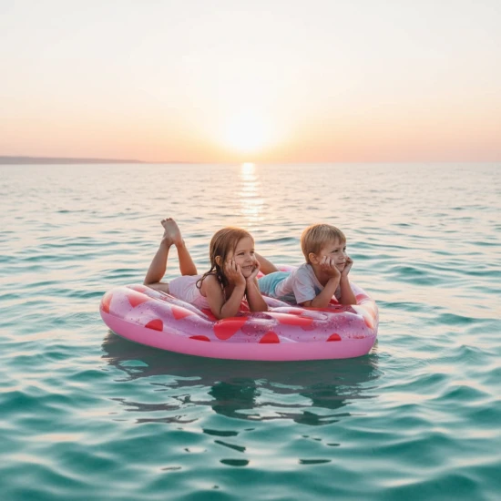 A Swim Essentials óriási felfújható szíve szívmintával gyönyörűen fog kitűnni bármilyen vízfelületen. Körülbelül 6 éves kortól ajánlott gyermekek számára, de maximális teherbírása 80 kg, így tinédzserek is használhatják szórakozásra, vagy felnőttek lustálkodásra.