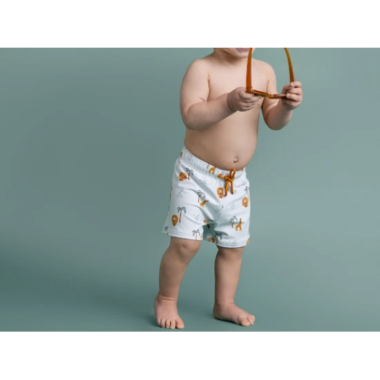 Gyermek fiú fürdőruha Boxerek UPF 50+ Jungle Swim Essentials kiegészítőkkel