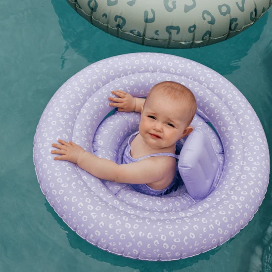 Lila Leopard Swim Essentials baba felfújható úszógumi üléssel és leopárdmintával