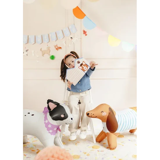 Bulldog fólia lufi gyerekbuli díszeként