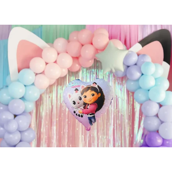 Party Deco Balloon Gabby's Dollhouse 35 cm Születésnapi díszek Gabby babaházával, amelyek csillogóak