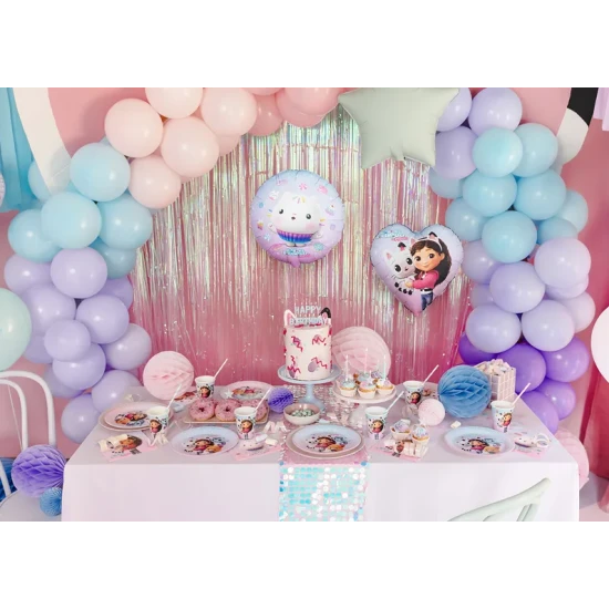 Party Deco Balloon Gabby's Dollhouse 35 cm Születésnapi díszek Gabby babaházával, amelyek csillogóak