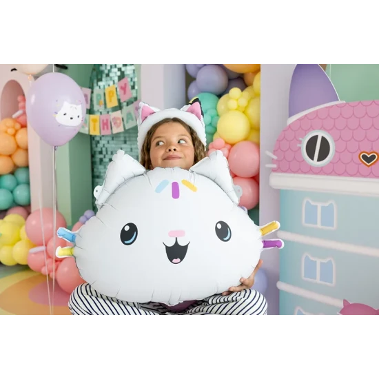 Aranyos dekoráció Balloon Cat bulikra és ünnepekre