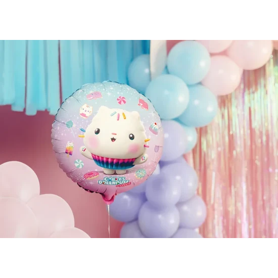 Party Deco Balloon Gabby's Dollhouse Cakey Cat 35 cm Születésnapi díszek Gabby babaházával, amelyek csillogóak