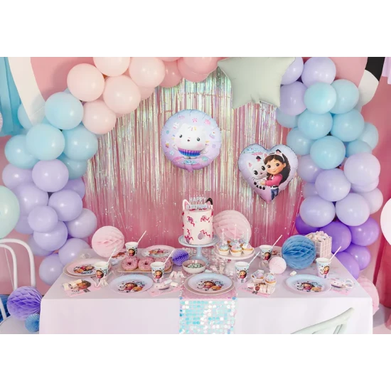 Party Deco Balloon Gabby's Dollhouse Cakey Cat 35 cm Születésnapi díszek Gabby babaházával, amelyek csillogóak