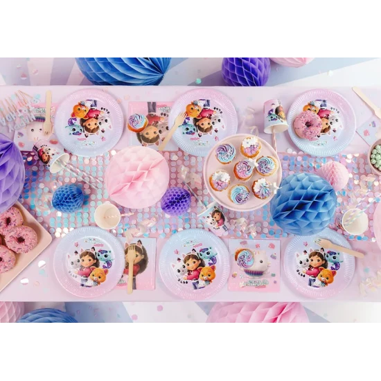 Születésnapi díszek Gabby babaházával, amelyek csillogóak