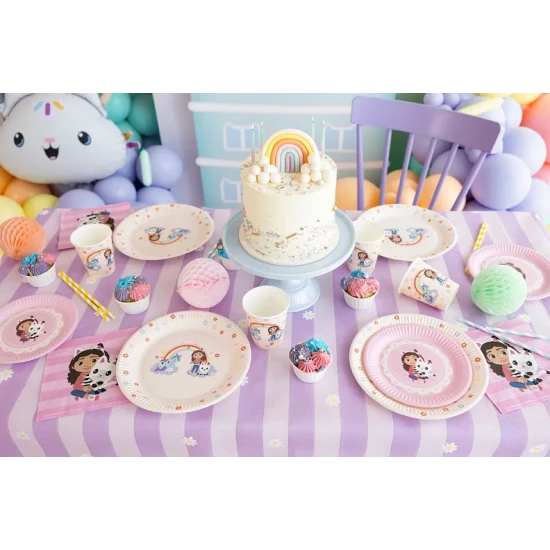 Party Deco Cups Gabby's Dollhouse Rainbow 6 db Születésnapi díszek Gabby babaházával, amelyek csillogóak