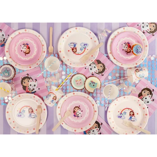 Party Deco Cups Gabby's Dollhouse Rainbow 6 db Születésnapi díszek Gabby babaházával, amelyek csillogóak