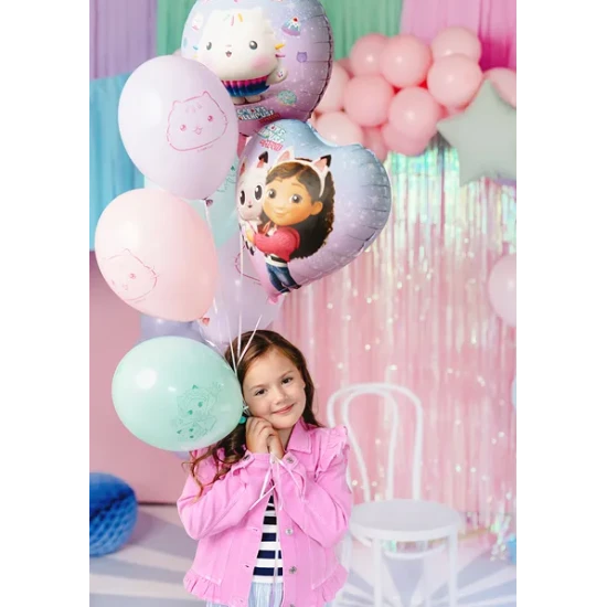 Születésnapi díszek Gabby babaházával, amelyek csillogóak