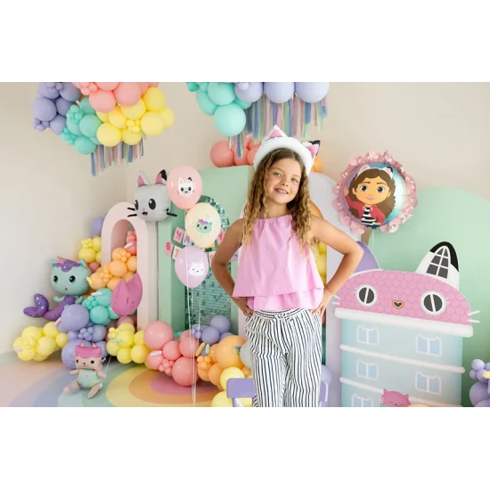 Születésnapi díszek Gabby babaházával, amelyek csillogóak